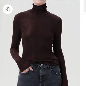 Agolde Dark Brown Long Sleeve Top PASCALE TURTLENECK